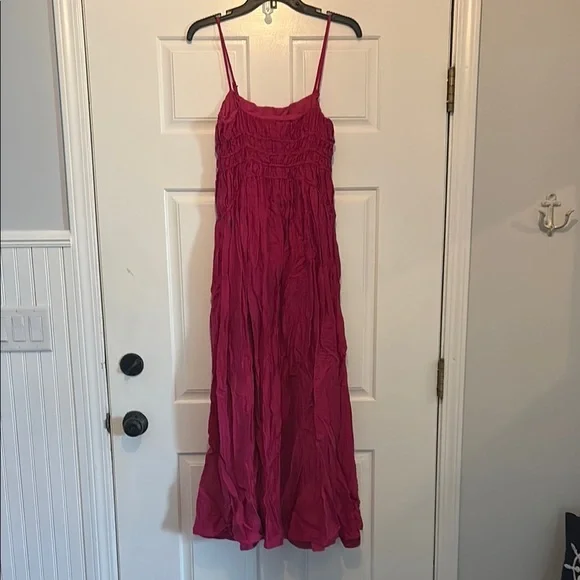 Aqua pink Ruffled Smocked Maxi Sundress - Picture 5 of 5